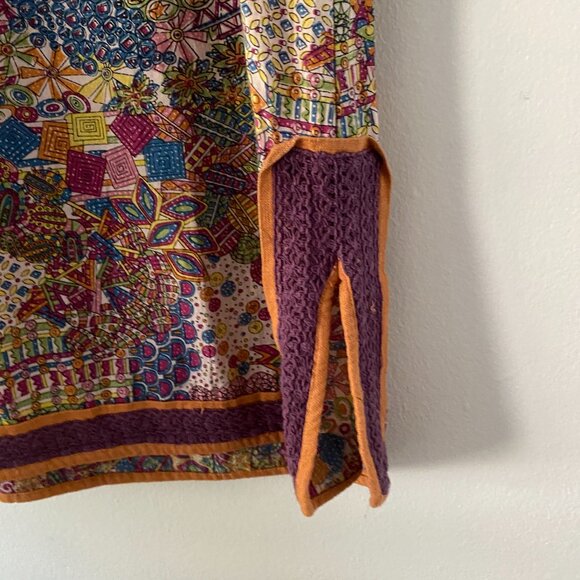 Pepita Perez Floral Boho Mini Tunic Dress Hippie Fall Medium India - Picture 3 of 9